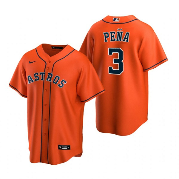 Men's Houston Astros #3 Jeremy Peña Orange Cool Base Stitched Jersey
